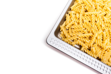 background with raw bright macaroni