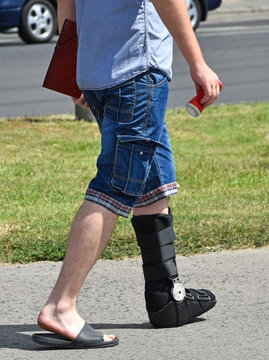 Man with broken leg