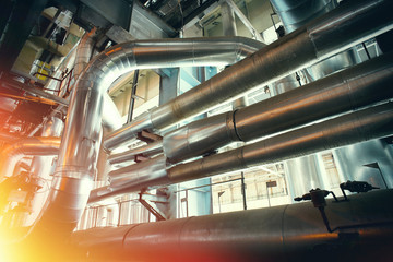 Industrial zone, Steel pipelines, valves and ladders