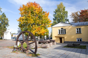 Old vintage gear in the governor's park, Petrozavodsk, Karelia, Russia.