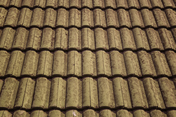 old tiles roof texture abstract for background