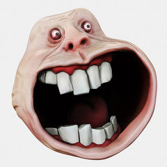 Internet meme Surprised Forever Alone Guy. Rage face. 3D illustration