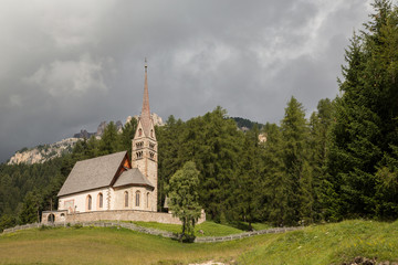 Fototapeta na wymiar Santa Giuliana Church, Vigo di Fassa, South Tyrol