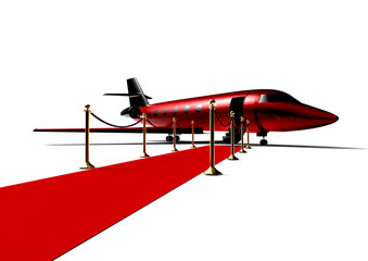 Luxury Airplane on red carpet / 3D render image representing a very important person plane 