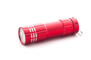 Red flashlight on white background