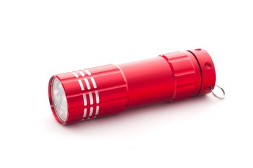 Red flashlight on white background