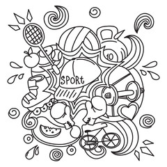 The composition of the sports doodle elements