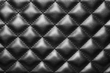Fototapeta premium Black leather texture background, Close-up.