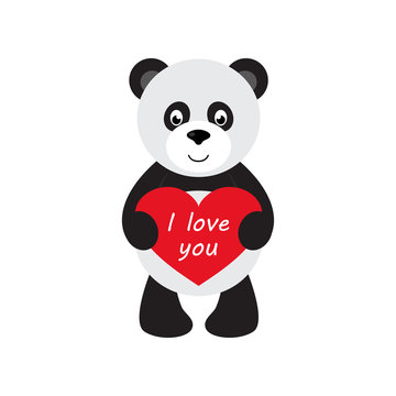 cartoon panda with heart