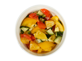 Bowl with salad isolated on white background