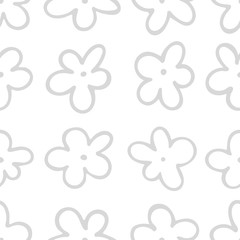hand-drawn doodle seamless pattern with flowers
