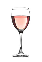 Glass of rose wine isolated on white