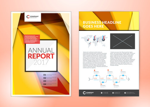 Annual report brochure. Flyer design template. Cover layout design with abstract background. Presentation design
