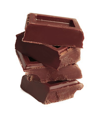 Chocolate pieces, isolated on white
