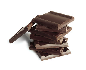 Chocolate pieces, isolated on white