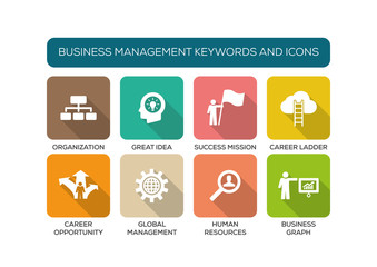 Business Management Flat Icon Set
