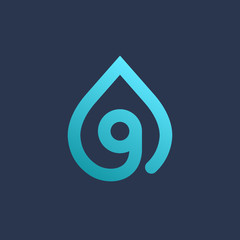Letter G number 9 water drop logo icon design template elements