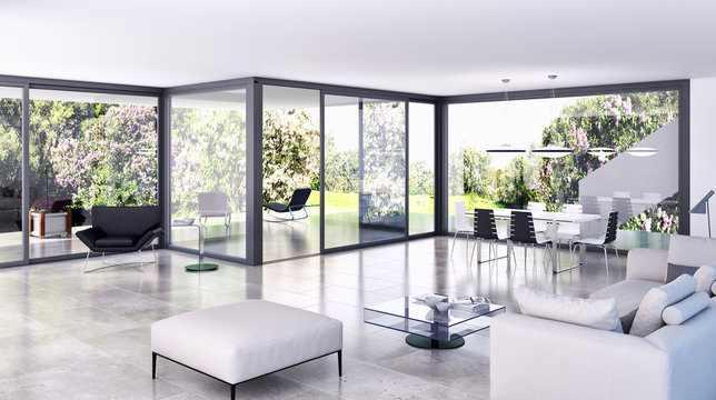 Modern Living room 3d render