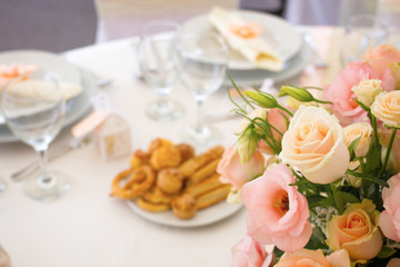 wedding table with flower