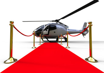 Celebrity Helicopter / 3D render image representing a red carpet with a helicopter at the end  © Mlke