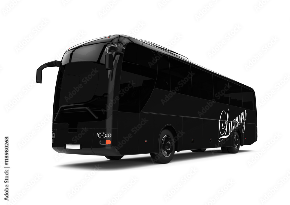 Poster luxury bus concept / 3d render image representing a luxury bus