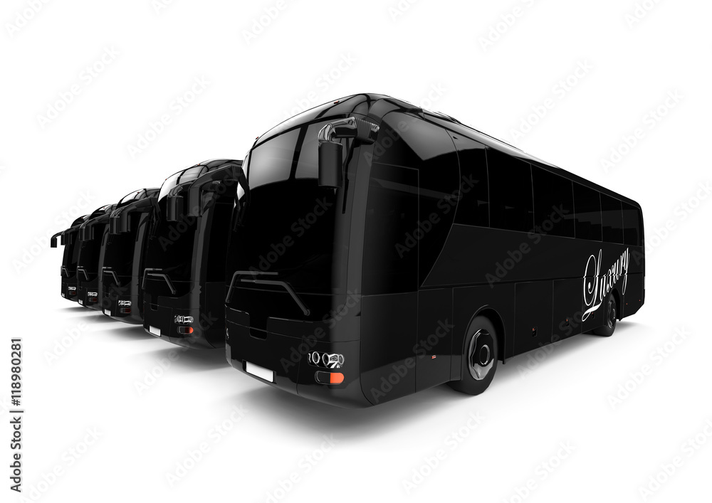 Poster luxury bus concept / 3d render image representing a luxury bus