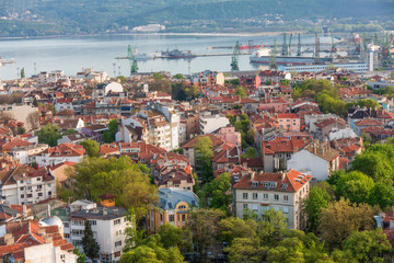 General view of Varna city, Black sea coast, Bulgaria. - obrazy, fototapety, plakaty