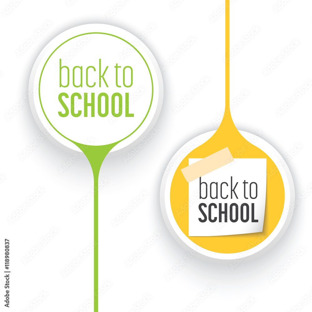 Poster two vector objects with the words back to school