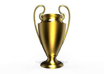 Fototapeta na wymiar Football Trophy / 3D render image representing a golden football trophy 