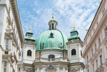 Fototapeta na wymiar The Peterskirche (St. Peter's Church) in Vienna, Austria