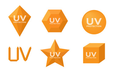 uv protection logo and icon , 6 uv sets