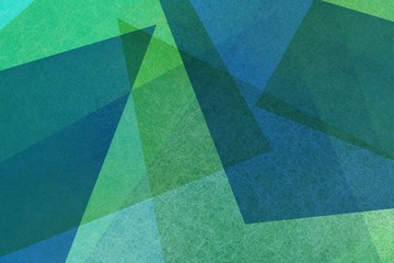 Plakat blue and green background with triangle layers in abstract geometric pattern