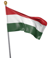 Fototapeta na wymiar National flag for country of Hungary isolated on white background, 3D rendering