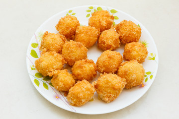 Chess ball in white plate.