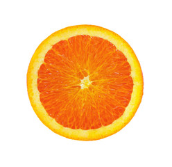Half orange fruit isolated on white background, fresh and juicy
