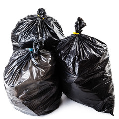 Black garbage bags isolated