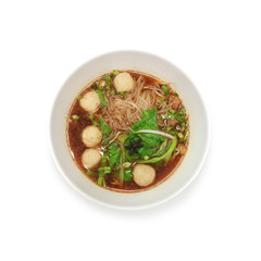 bowl of noodles on a white background