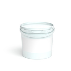 3d illustration white plastic pail for substances