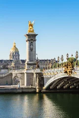 Papier Peint photo Pont Alexandre III Alexandre III Bridge with Hotel des Invalides, Paris, France