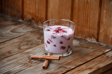 Tasty breakfast. Fruit dessert.