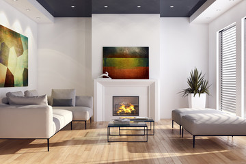 Modern Living room 3d render