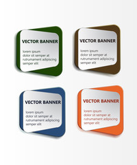 Abstract vector banner set. Paper round notes with swirl design.