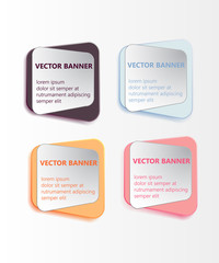 Abstract vector banner set. Paper round notes with swirl design.