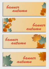 Naklejka premium Set of horizontal banners with 3d autumn leaves isolated on ba