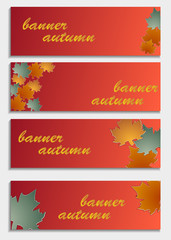 Obraz na płótnie Canvas Set of horizontal banners with 3d autumn leaves isolated on ba