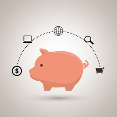 piggy buy store buy vector illustration eps 10