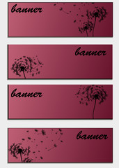 Set of banners with flower dandelion sketch