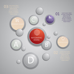 Modern presentation panel with glossy plastic buttons and shiny