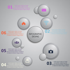 Info graphic with abstract design gray bubbles template