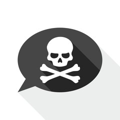 Illustration of a comic balloon with a skull